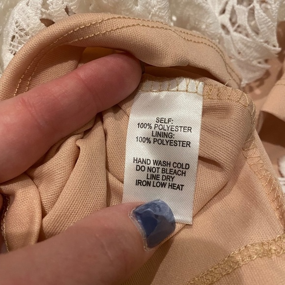 Lulu's Kayleigh White and Nude Lace Short Sleeve Midi Dress 16353 - Picture 13 of 16